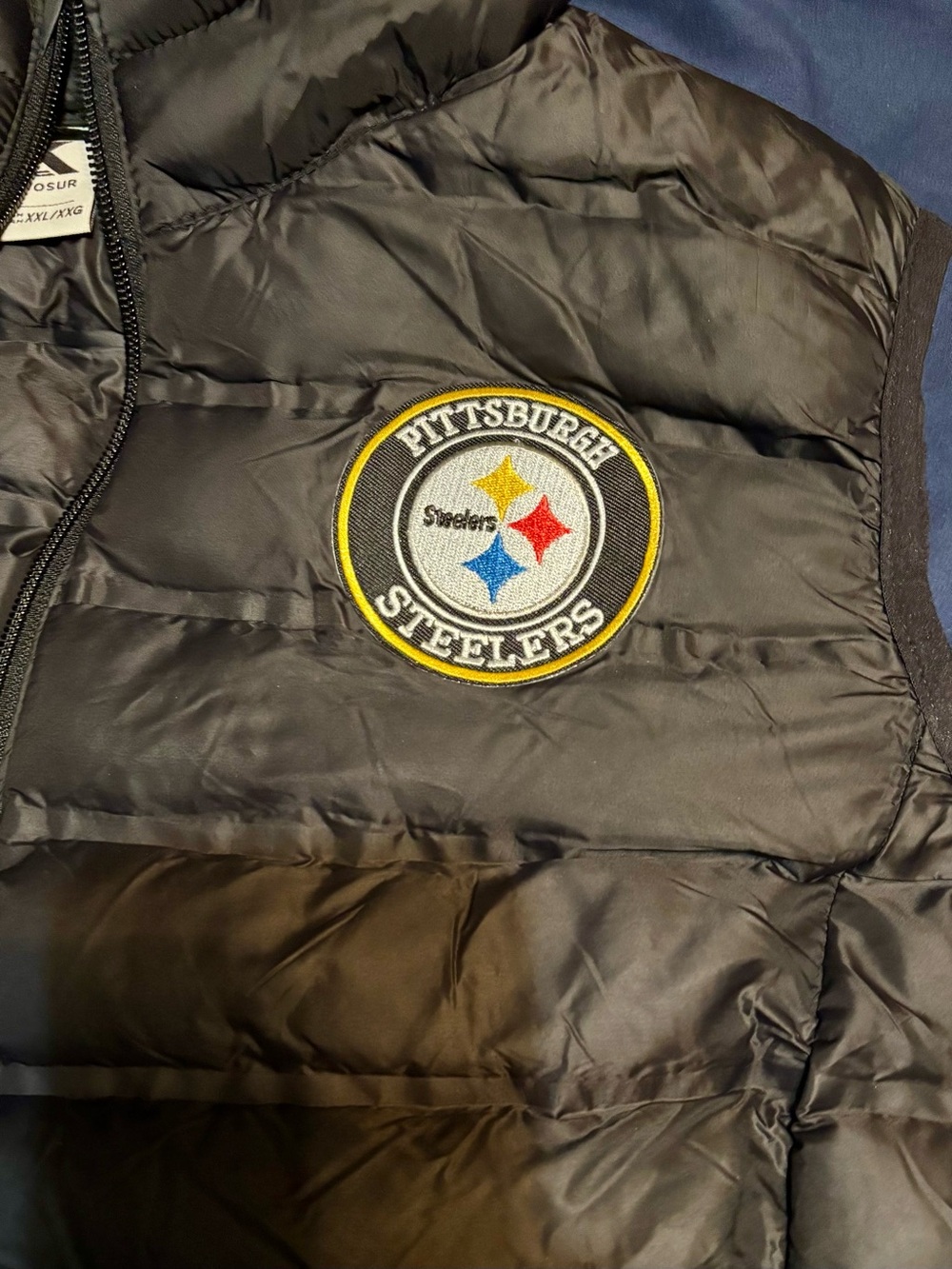 Pittsburgh Steelers team patch Women’s Black Puffer Vest